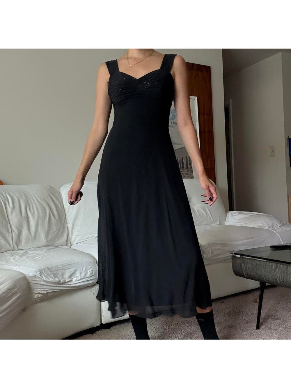 Black midi dress with sparkly  beaded detail